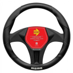 Couvre-volant tuning - momo - Noir/carbone mat - 36,5-37,9 cm - PVC - Voiture, SUV - Adaptation sp&eacute;cifique au v&eacute;hicule