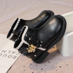 Mood V&auml;ikeste T&uuml;drukute Nahast Saapad Laste Kingad Saapad Lastele T&uuml;drukutele Papud Butterfly Baby Mudilastele Printsessi kingad 37 must