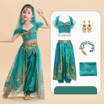 Halloweeni printsessikleit Uus Jasmiini printsess Aladin Jumalik lamp Laste komplekt India tantsu t&uuml;druku esinemiskleit M(120-130)