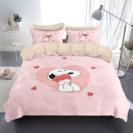 Multikas S-Snoopy Voodipesukomplekt Armas Multikakutsikas Tekikate Padjap&uuml;&uuml;r 3D Prindid Tekikate Magamistoa Kaunistus Puhkusekingitus EU Single(135*200cm)3pcs beige