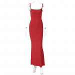 Naiste Seksikas Kitsas Seljata Cami Kleit &Uuml;hev&auml;rviline Varrukateta Maxi Kleit Suvine Vabaaja Slip-kleidid Spagetikujulise Rihmaga Bodycon Halter S punane