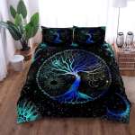 Yggdrasili Elupuu Tekikate Komplekt King Queen Double Twin &Uuml;heinimesevoodi Linane Komplekt AU Single(140*210cm)3pcs black