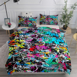 New Yorgi Eeslinnade Grafitikunst Tekikoti Komplekt King Queen Double Full Twin Single Suurusega Voodipesu Komplekt EU Single(135*200cm)3pcs