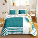 Boheemlik tekikottide komplekt Tume sinine Geomeetriline Regulaarne muster Etniline Boho Valge Kahekohaline Queen King Suurus Pol&uuml;ester Tekikate EU Single(135*200cm)3pcs