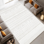 Kreemikujulise triibulise pehme vaip Minimalistlik luksus Suure pindalaga elutoavaibad Lihtsalt puhastatavad magamistoa &ouml;&ouml;kapialused Masinpestav vaip 60*90cm