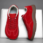 Madalad Kingad Unisex Laiemad Kingad Hingavad Veisenahast Suede Nahast Pehme Null Tilgaga Tald Vabaaja Tossud Meeste Paljajalu Laiade Varvastega Kingad Zapatillas 36 punane