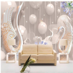 Tapeet Valge Luik Geomeetriline Pall Seinamaal Elutuba Magamistuba Teleri Taustaseinad Kodu Dekoor 3D Tapeet 200 cm(W) x 140 cm(H) beige