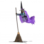 Lendav n&otilde;iakujundus hirmutavate helide ja tuledega Halloweeni rekvisiidid Halloweeni lendava n&otilde;ia luudarekvisiit aeda, hoovi, muru, siseruumi lilla