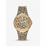 Michael Kors Suur Lennox Loomamustriga Kivist Kuldse Tooni K&auml;ekell MK7284 kuld