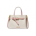 Michael Kors MK Emilia Monogram V&auml;rviplokk Logo T&otilde;mblukk Ruudukujuline Pol&uuml;ester &Otilde;la Crossbody T&otilde;stekott V&auml;ikesed Naiste kotid Roosa Valge 35H0GU5S1B-7183 Basic Set (Bag+Dust Bag)