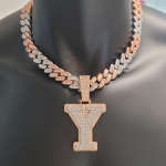 Isikup&auml;rastatud kohandatud kahekihiline t&auml;hependant numbriga kaelakee j&auml;ine baguette CZ kett Hip Hop s&otilde;naga ehted nimesilt No Chain&Silver On Rose Gold