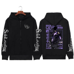 Solo Leveling Sung Jin Woo T&otilde;mblukuga Huppar Anime Tr&uuml;kitud Dressipluus Meeste Unisex Pikk Varrukas Fliis Lahtine Kapuutsiga T&otilde;mblukuga Streetwear 2XL black