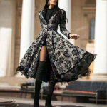 Pitsist paneelmantel Suures suuruses maksikleit Naiste moodne pikk kleit Vintage kleit XXL