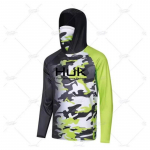 HUK Kalastus kapuutsiga s&auml;rk Mask UV-kaitsega krae &Uuml;likond Meeste pikavarrukaline Hingav Kiiresti kuivav T-s&auml;rk XXXL