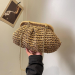 Suvine rannafashion &otilde;&otilde;nes naiste klipiga kootud &otilde;lakott &otilde;lekudumise ketiga vabaaja crossbody kotid 28x8x19cm khaki