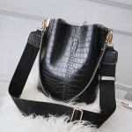 Ansloth Crocodile Crossbody kott naistele &otilde;lakott Br&auml;ndi disainer naiste kotid Luksuslik PU-nahast kott Bucket Bag K&auml;ekott HPS405 must