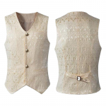 Meeste Vintage Vest Vest Viktoriaanlik Must Steampunk Stiilis Gooti Žakaard P&auml;&auml;suke Pealmine Elegantne Kost&uuml;&uuml;m Meeste Bleiseri &Uuml;likonna jaoks S valge