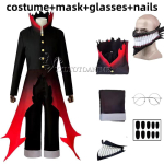 Dandadan Okarun Ken Takakura Cosplay Kost&uuml;&uuml;m Parukas Turbo Vanaema V&otilde;imed Musta Kraega &Uuml;likond Krussis L&uuml;hikesed Juuksed Halloweeni Peo &Uuml;likond L black