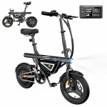 iScooter EB1S 14'' V&auml;ike Elektrijalgratas Mootor 350W Aku 36V13Ah Maksimaalne Kiirus 35KM/H Sobib Linnas&otilde;iduks Kerge Kokkupandav E-ratas EB1S 35KM/H must