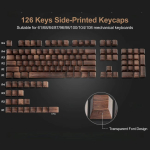 Puidust klahvikorgi komplekt Kirsipuu PBT 126 klahvi K&uuml;ljelt graveeritud Kerge isikup&auml;ra mehaanilisele klaviatuurile 61/64/75/84/96/104 Cherry keycaps black