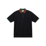 GUCCI triibulise ribaga Pique polos&auml;rk 701735-XJELJ-1043 L must