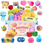 Mitmev&auml;rviline aeglaselt taastuv squishy, juhuslikud sisaldused: Juustu pigistatavad m&auml;nguasjad, Aurutatud kuklid ja pelmeenid, Pikk v&otilde;ileivasaia viil, Karu pehmed m&auml;nguasjad. pink