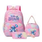 Stitch Lilo & Stitch Seljakotikomplekt 3 tk Suure mahutavusega Laste koolikott Multikas V&auml;ljas p&auml;evakott 8