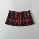 Suvised miniseelikud naistele vintage korea mood ruudulised seelikud naistele y2k seelikud plisseeritud punased ruudulised seelikud preppy stiil M punane