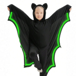 Mitmeotstarbeline helendav nahkhiire kehakost&uuml;&uuml;m &ouml;&ouml;klubi baarikleit Cosplay kost&uuml;&uuml;m Nahkhiire surmaingli keep mantel Rekvisiidid Halloweeni lastekeep v&otilde;lur 140 must