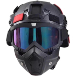 Airsoft kiiver ja mask, k&uuml;lgmise siiniga NVG kinnitusega, eemaldatavate ja reguleeritavate kaitseprillidega CS kiivri komplekt
