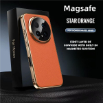 Luksuslik ehtsast nahast magnetiline telefoni&uuml;mbris Honor Magic 8 Pro jaoks Magsafe juhtmevaba laadimiseks Kate Honor Magic 8 jaoks Armor Fundas For Honor Magic 8 oranž