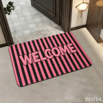 Itaalia Ciao Tere tulemast uksematt Trendikas roosa-sinine triibuline p&otilde;randamatt Loov punase tekstiga sissep&auml;&auml;sumatt &Scaron;ikk esikukse Tere tulemast mat 60X90cm