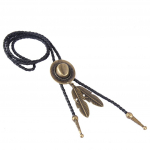 Must PU-nahast Western Rodeo Bolo Tie Bola kaelakee Antiik messing 104cm
