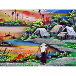 Teemanttikandid Scenery Village Pilthelmed Rhinestone Maastik t&auml;ispuur Teemantmaal 20X30CM