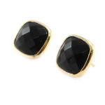Les Tr&eacute;sors De Lily [G7605] - Boucles Plaqu&eacute; Or 'Linda' noir must