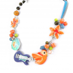 Les Tr&eacute;sors De Lily [H3571] - Collier Cr&eacute;ateur 'Rossignol' bleu orange oranž