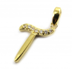 Les Tr&eacute;sors De Lily [M8739] - kullatud ripats  Letter T  valge kuld - 20x10 mm kuld