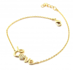 Les Tr&eacute;sors De Lily [P2325] - Bracelet Plaqu&eacute; or 'Love' blanc dor&eacute; valge