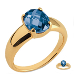 Bague Plaqu&eacute; Or 'Unique' bleu saphir dor&eacute; - 10x8 mm 54 sinine