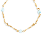 Les Tr&eacute;sors De Lily [Q4611] - Collier plaqu&eacute; Or 'Sissi' turquoise dor&eacute; - 45 cm 6 mm (&eacute;toiles) t&uuml;rkiissinine