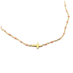 Les Tr&eacute;sors De Lily [R0225] - Collier cr&eacute;ateur acier 'Croix' rose dor&eacute; - 10x5 mm Heleroosa