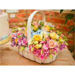 T&auml;is&uuml;mmargune teemant 5D DIY teemantmaaling lillekorv roosid tikandid ristpistes 20X30CM