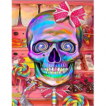 5D isetegemise teemanttikandid v&auml;rviline pealuu pulgakomm teemantmaal ristpistes mosaiikkaunistusega kingitus 20X30CM