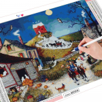 5D-teemantmaalimismaja t&auml;ispuuritud &uuml;mmargune teemanttikandid maastiku mosaiik Halloweeni kaunistused Full Round (20X30CM)