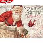 DIY lumememm 5D teemantmaal, t&auml;isring puur, multikas J&otilde;uluvana mosaiik ristpistes komplektid kodukaunistus 20X30CM punane