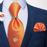 Oranž lips meestele Paisley siidist lips Hanky ​​mansetin&ouml;&ouml;pide sulamist s&otilde;rmuse ja lipsun&otilde;ela komplekt pulmapeoks N-0266