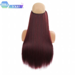 S&uuml;nteetilised sirged juuksepikendused ilma klambrita naturaalses varjatud salajases valejuukset&uuml;kis kiud s&uuml;nteetilised lainelised juuksed