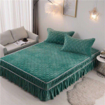 Crystal Velvet voodiseelik ja padjap&uuml;&uuml;r Kolmeosaline tepitud paksendatud sooja voodikatte ja voodikatte komplekt 150*200cm