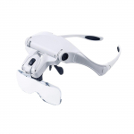 Peale kinnitatav LED-tuledega luup Suurendavad peapaela prillid 5 vahetatavat l&auml;&auml;tse lugemiseks valge