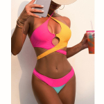 Seksikas bikiinide mikrobikiinikomplekt naiste ujumistrikoo Push Up ujumiskost&uuml;&uuml;m Rannar&otilde;ivad Naiste ujumisriided Braizlian Biquini ujumiskost&uuml;&uuml;m S roosa